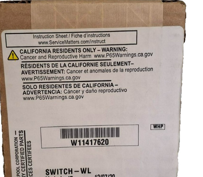 [ NEW ] OEM Whirlpool Washer SWITCH-WL P/N: W11417620 [ IH ] gallery