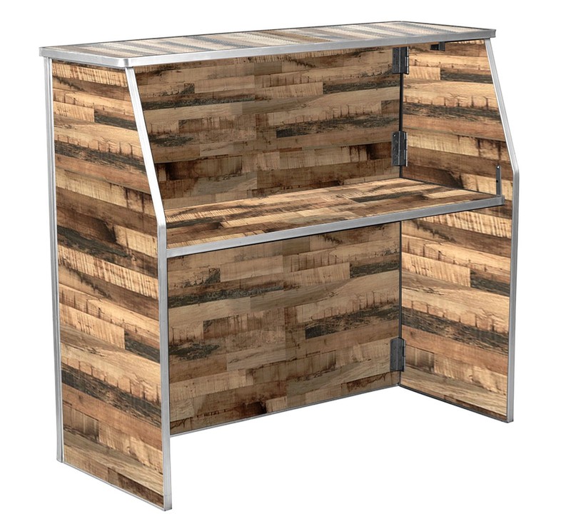 Portable Serving Table 6ft Wide Driftwood Folding Bar Outdoor Party Event gallery