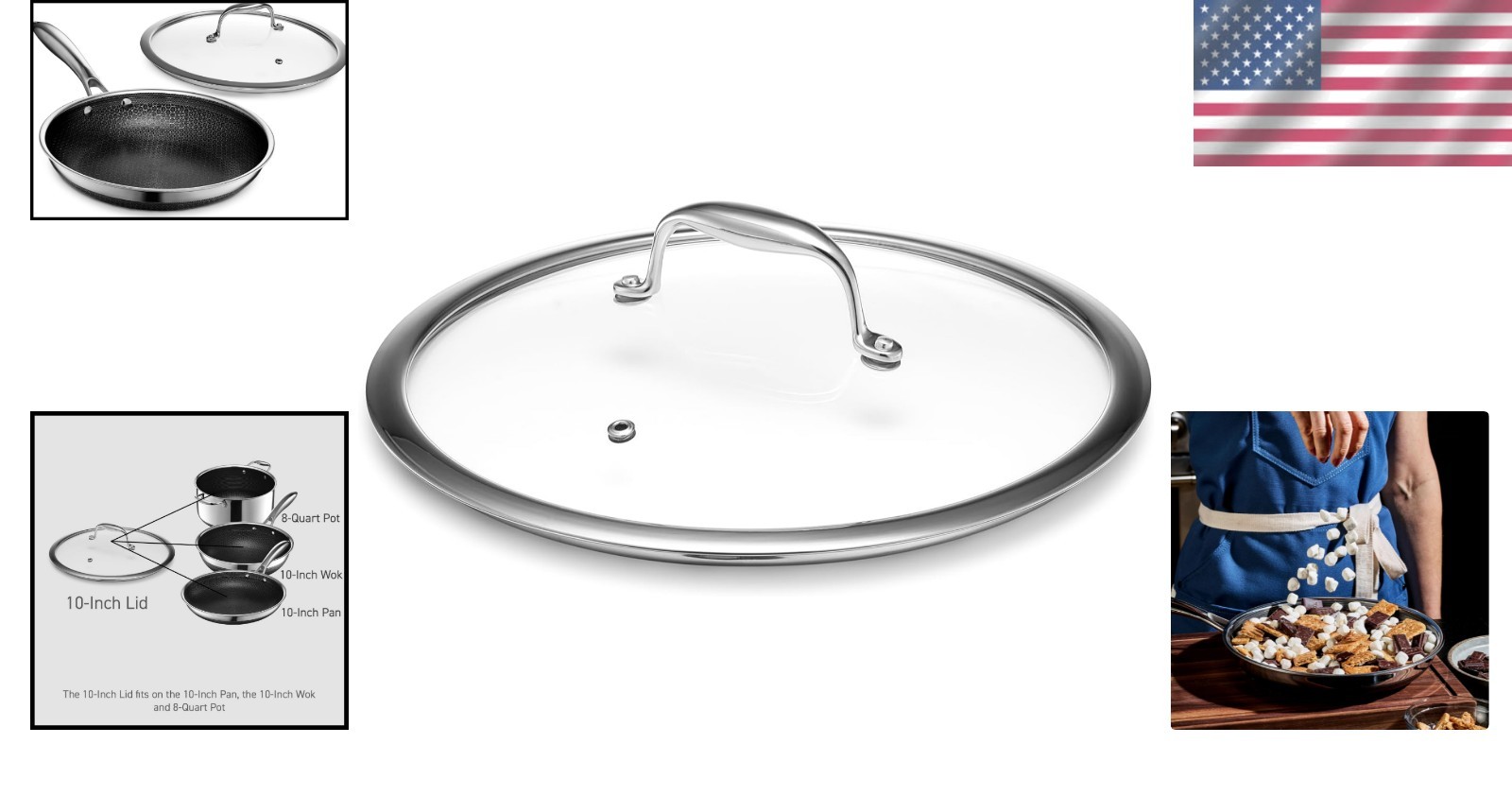 Tempered Glass Lid 10 Inch Steam Vented Dishwasher Safe for Cookware gallery