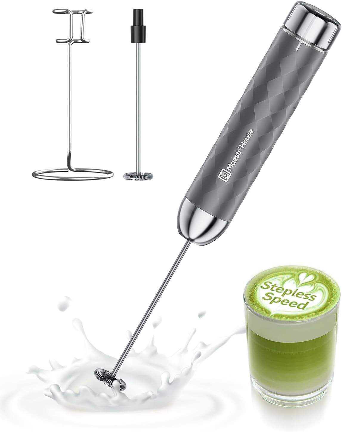 Rechargeable Milk Frother with Stepless Speed Control, Lunafro 2.0 Handheld Elec gallery