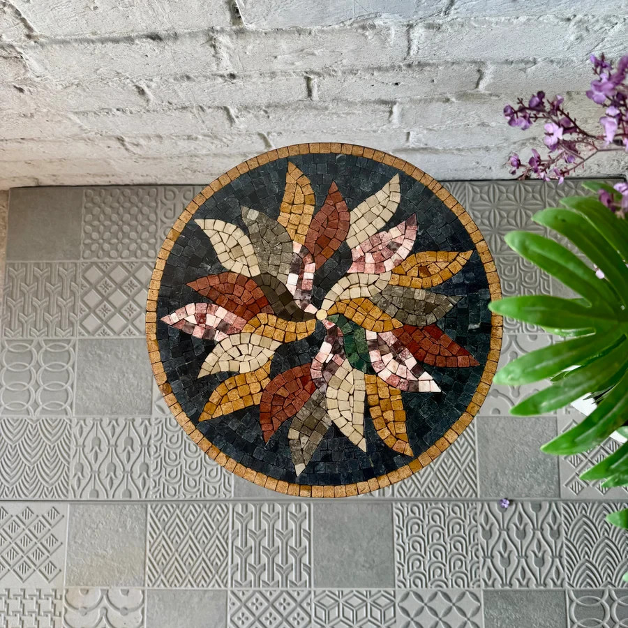 Artisan Floral Mosaic Center Table | Infinity Loop Coffee Table for Living Room gallery