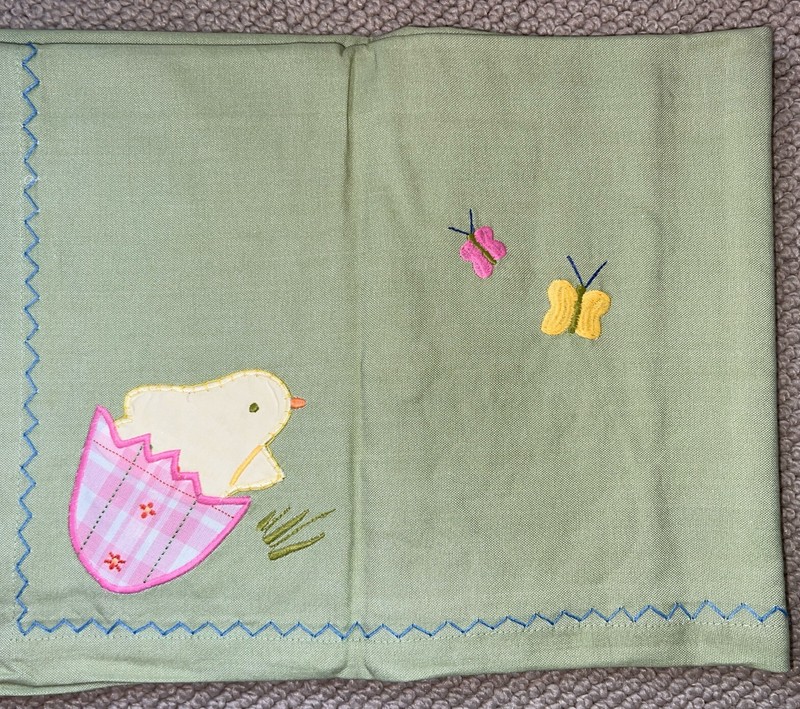 NWT Pottery Barn Kids Rabbit Spring Flowers Easter 70" x 90" Green Tablecloth gallery