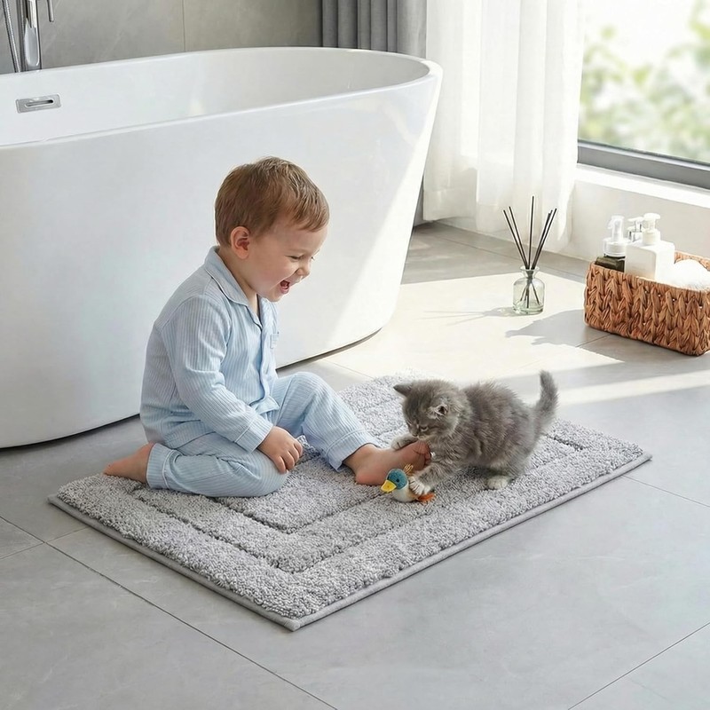 Non Slip Bath Mat Super Absorbent Microfiber Bathroom Rug Soft Plush Washable gallery