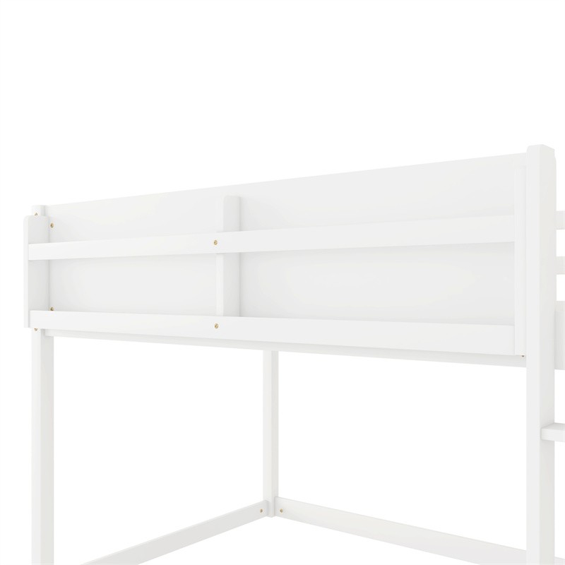 Solid Wood Low Twin Size Bunk Bed Floor Bunk Bed with Ladder for Kids Juniors gallery