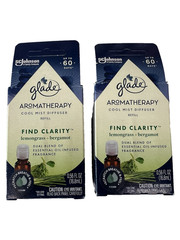 NEW! 2 Glade Aromatherapy Cool Mist Diffuser Lemongrass + Bergamot & FREE SHIP!