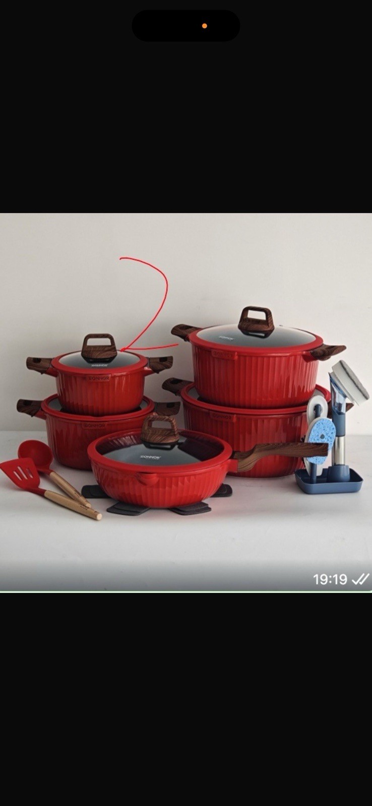 KOHNOR 12-Piece Red Non-Stick Aluminum Pan Set w/ Lids & Utensils, Gas gallery