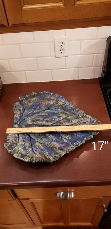 Hand Painted Cement Leaf Casting Garden Art 17x17 9lbs Beautiful Indoors Too gallery