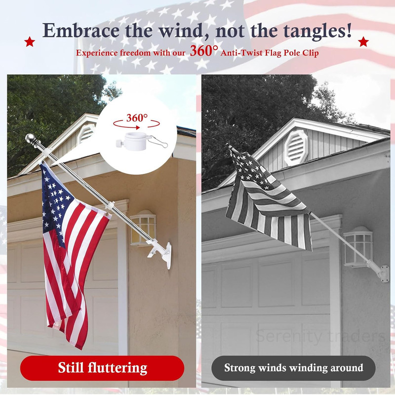 5 FT Flag Pole for Kit, Tangle Free Spinning Weather Resistant Rustproof Metal gallery