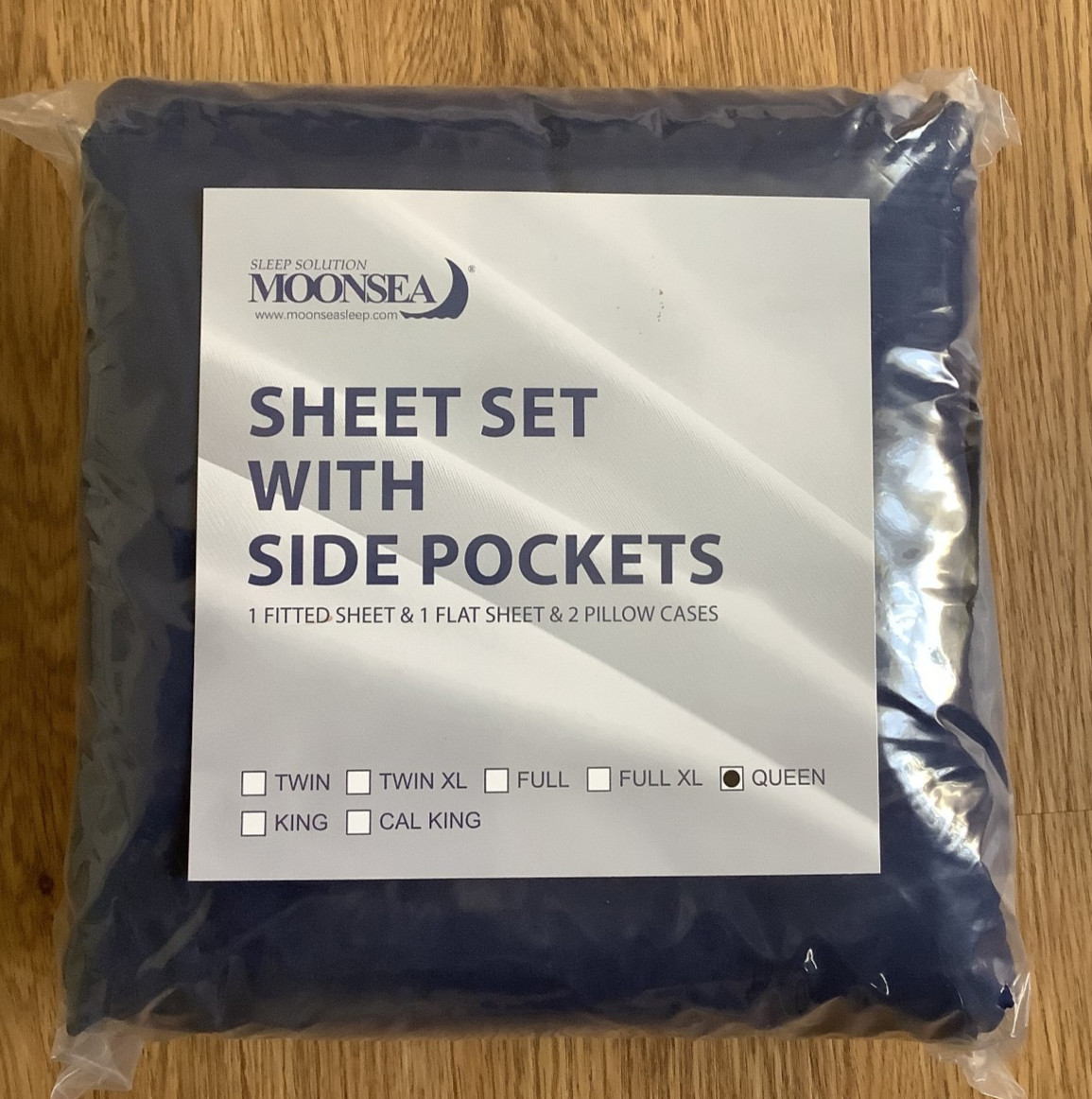 Moonsea Navy Blue Queen Size Sheet Set, 1 fitted 1 flat, & 2 pillow cases gallery
