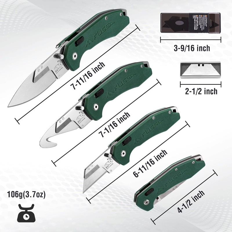 FLISSA Replaceable Blade Folding Knife 3-in-1 Pocket Hunting Knives G10 Handle gallery