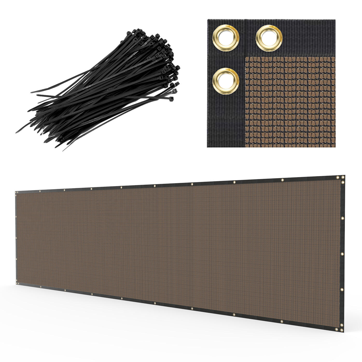 3FT Privacy Fence Screen Windscreen Fencing Mesh Shade Cover Garden-Brown 1-150 gallery