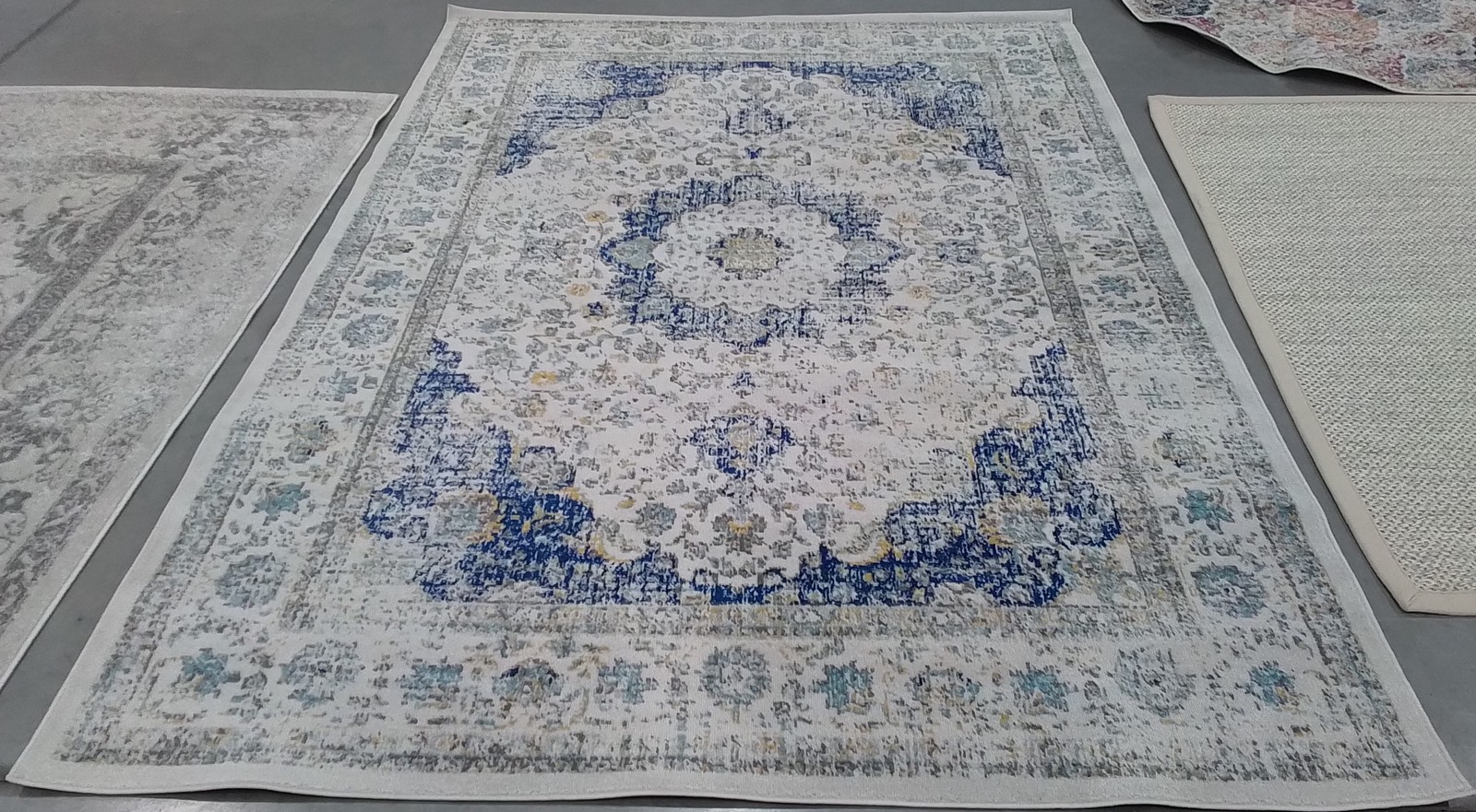 IVORY / BLUE 6'-7" x 9'-0" Back Stain Rug, Reduced Price 1172797139 EVK220C-6 gallery
