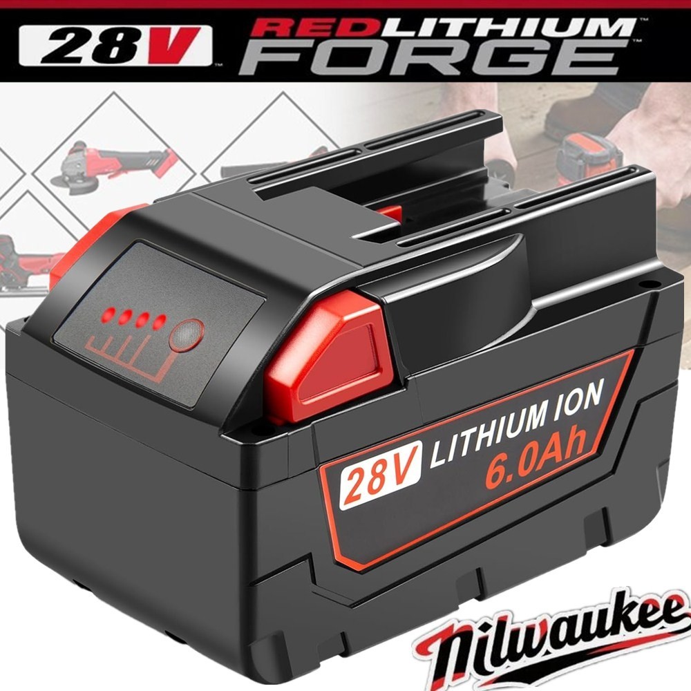 6.0AH For Milwaukee 28V M28 Lithium Battery /Charger 48-11-2830 48-59-2819 LED gallery