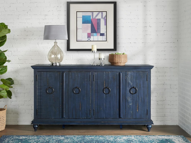 Garden District Rustic Blue Solid Wood 65" TV Stand gallery