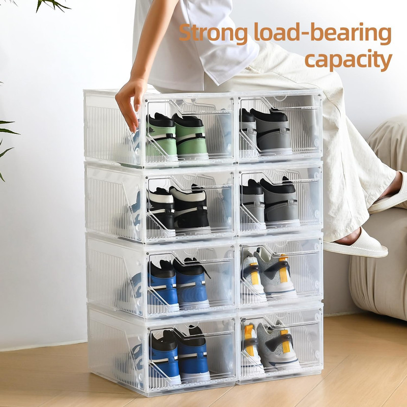 6 XXL Large Shoe Storage Stackable Boxes Fit Size 13 14 15 For Closet Bedroom gallery