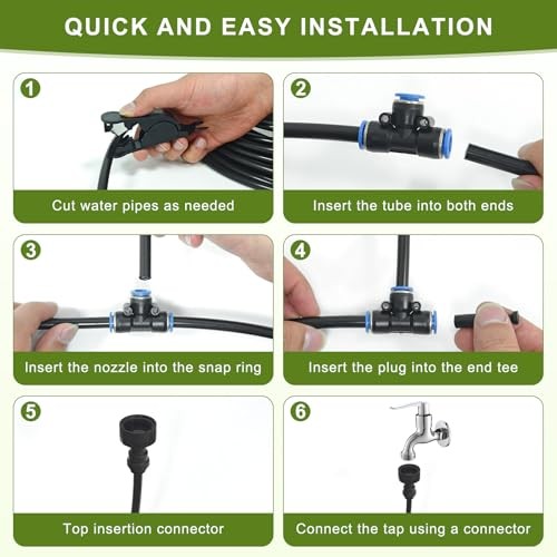 Automatic Drip Irrigation Kit - 50FT with Tool-Free Quick Connectors, 15 Brass gallery