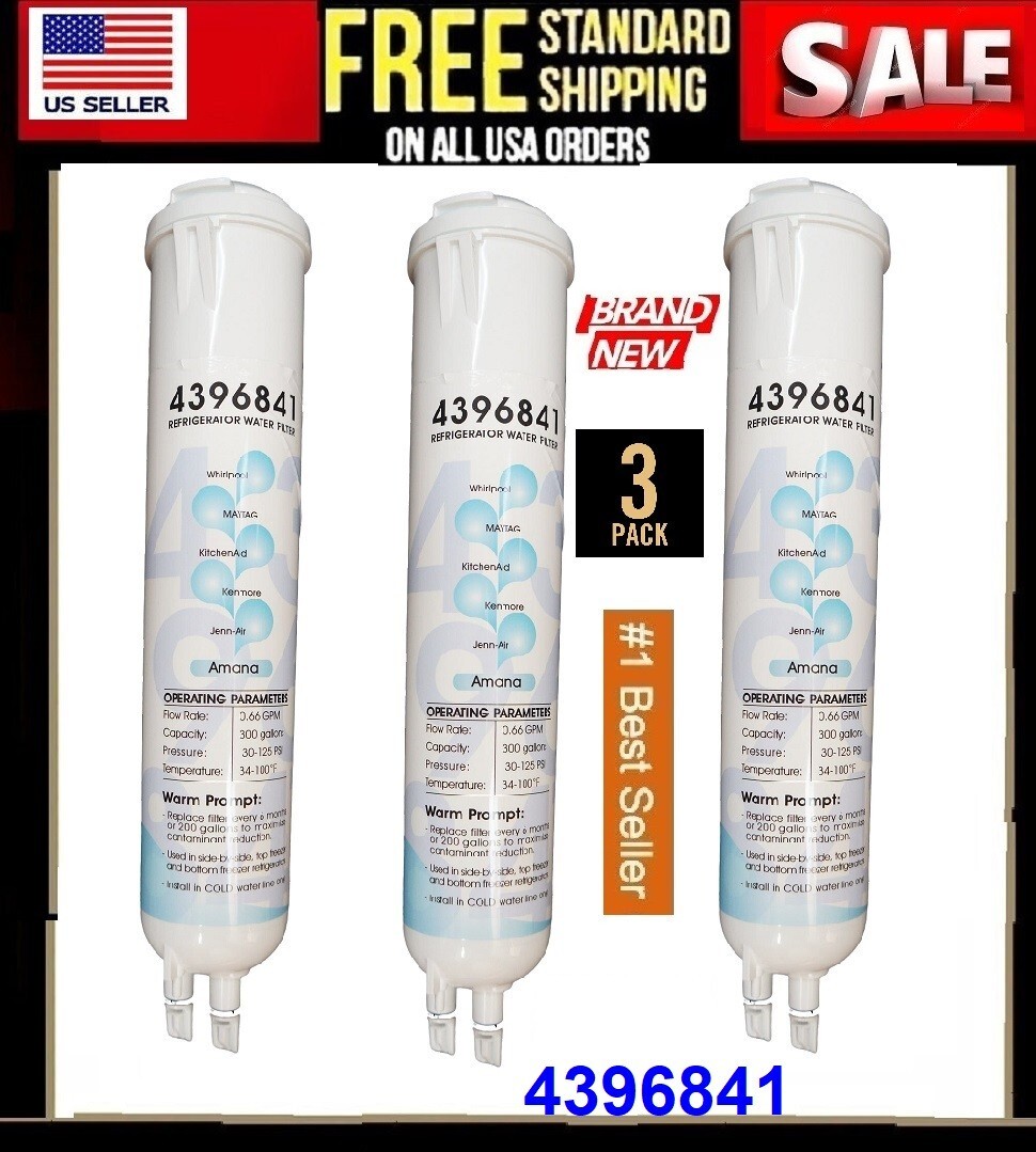 3 Pack Refrigerator Water Replacement Filter EDR3RXD1 9083 4396841 4396710 gallery