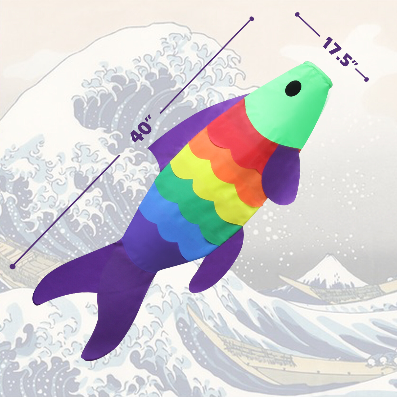 Anley 40-Inch Carp Windsock - Rainbow Koi Gold Fish Wind Streamer gallery