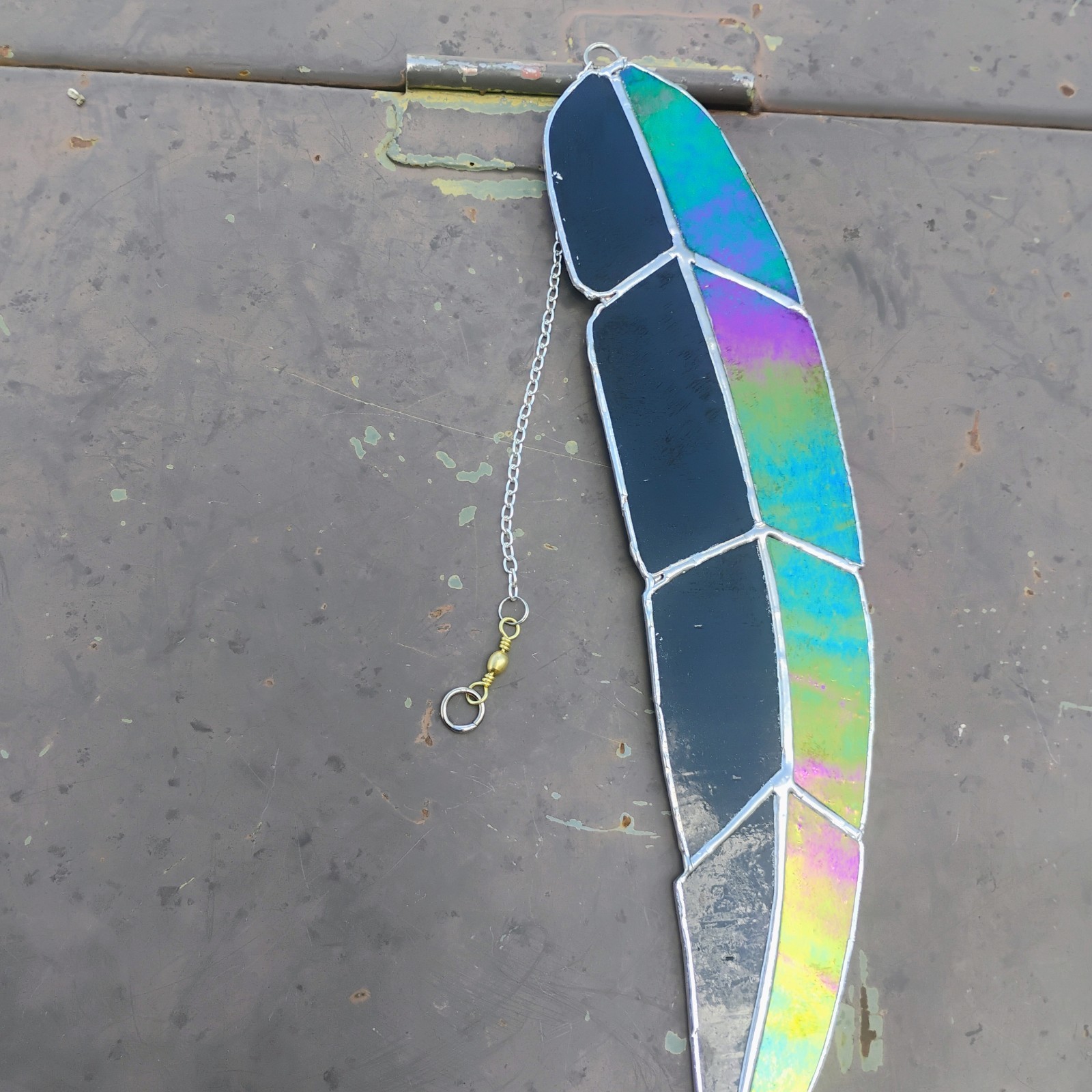 Handmade Iridescent Stained Glass Feather gallery