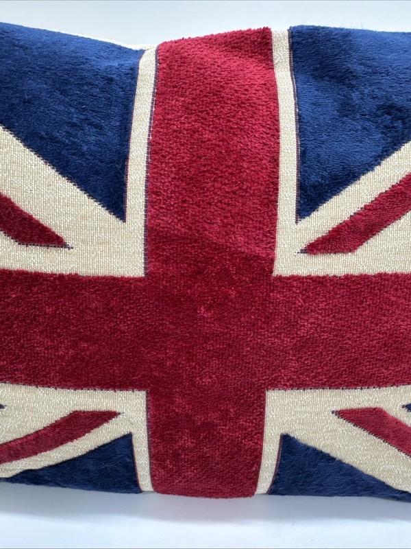 The Union Jack British Flag Cotton Throw Pillow 18" x 12" Red, White, Blue gallery