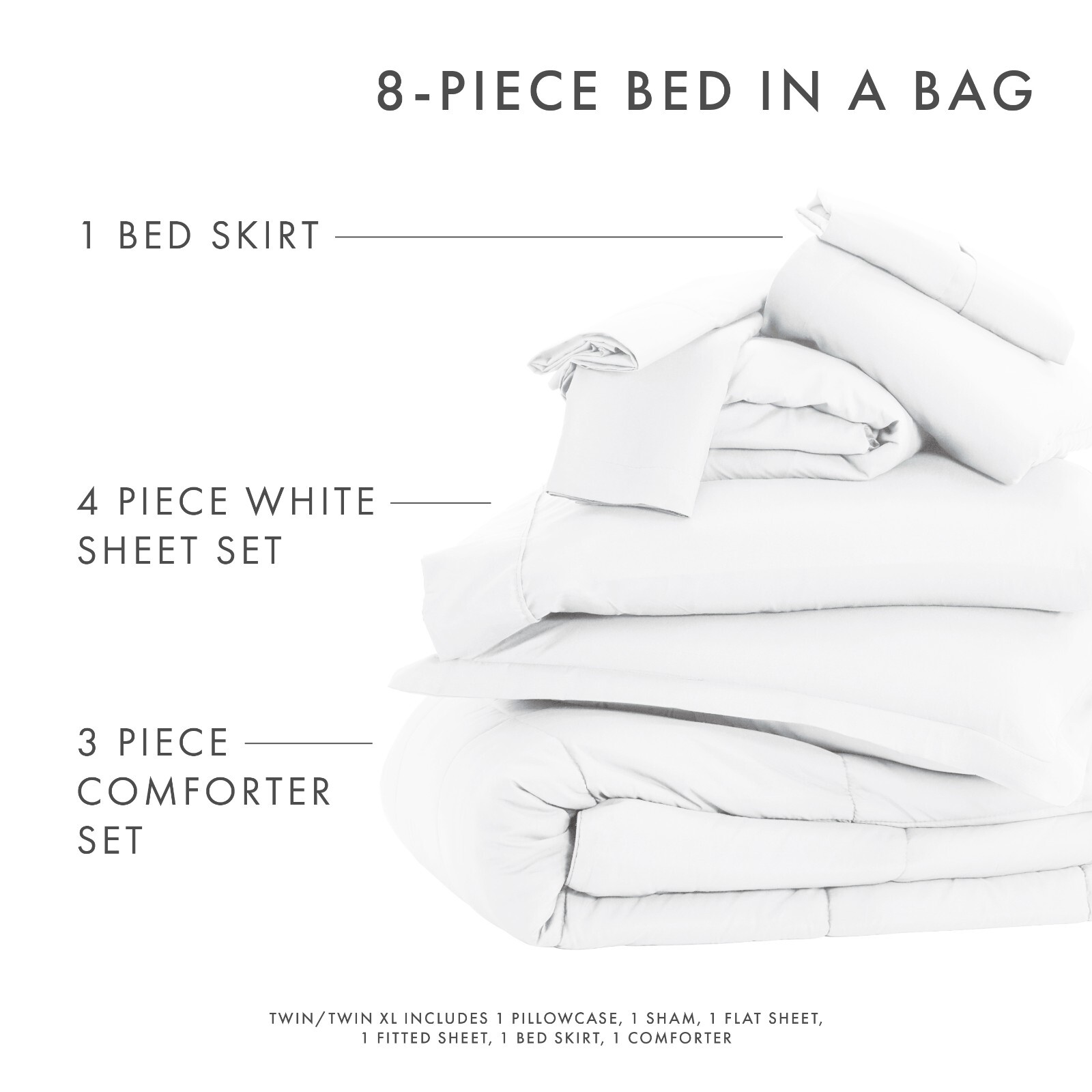 Kaycie Gray Basics 8PC Bedding Set Ultra Soft Hypoallergenic 8 Different Colors gallery