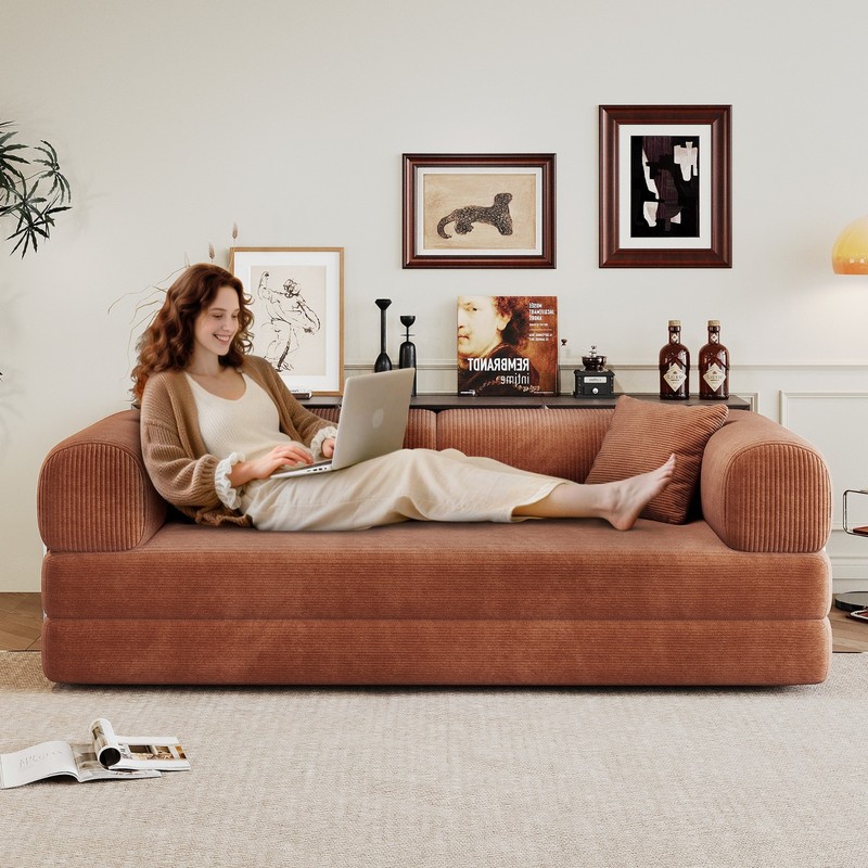 78.8" Compression Sofa, Convertible Floor Sofa Bed Boneless Sectional Couch gallery
