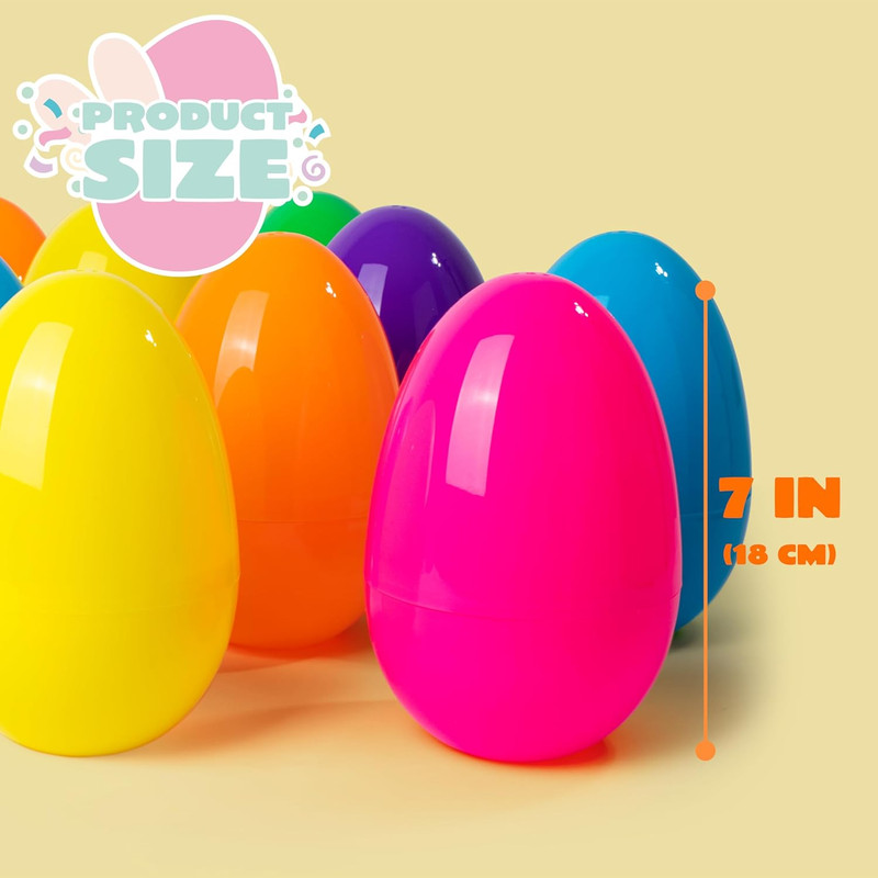 12pcs 7in Jumbo Plastic Easter Eggs Bright Solid Colors Basket Stuffers Toy Gift gallery