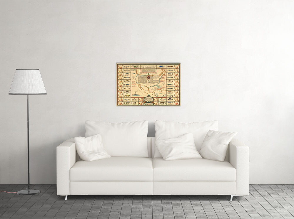 1930s Saltwater Game Fish Map North America Fishing Map Wall - POSTER 20"x30" gallery