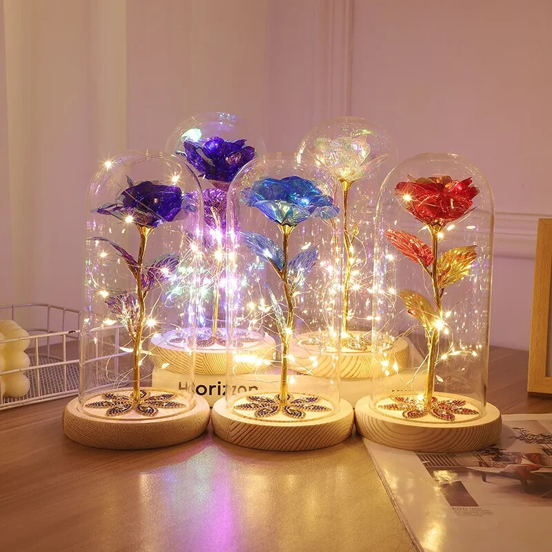 LED Valentines Day Gift: Artificial Eternal Beauty Rose in Glass Dome gallery