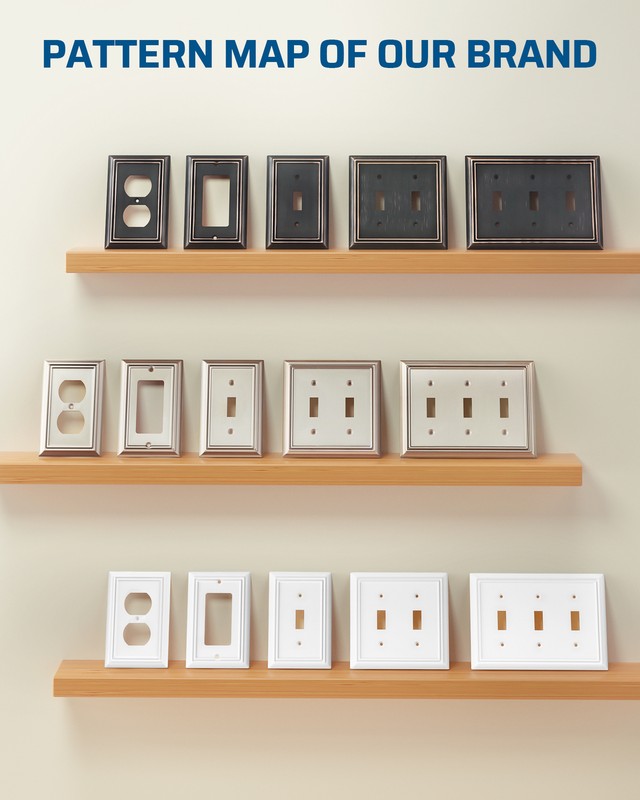 DEWENWILS White Light Switch Cover, Metal Toggle Light Switch Wall Plate,2-4Pack gallery