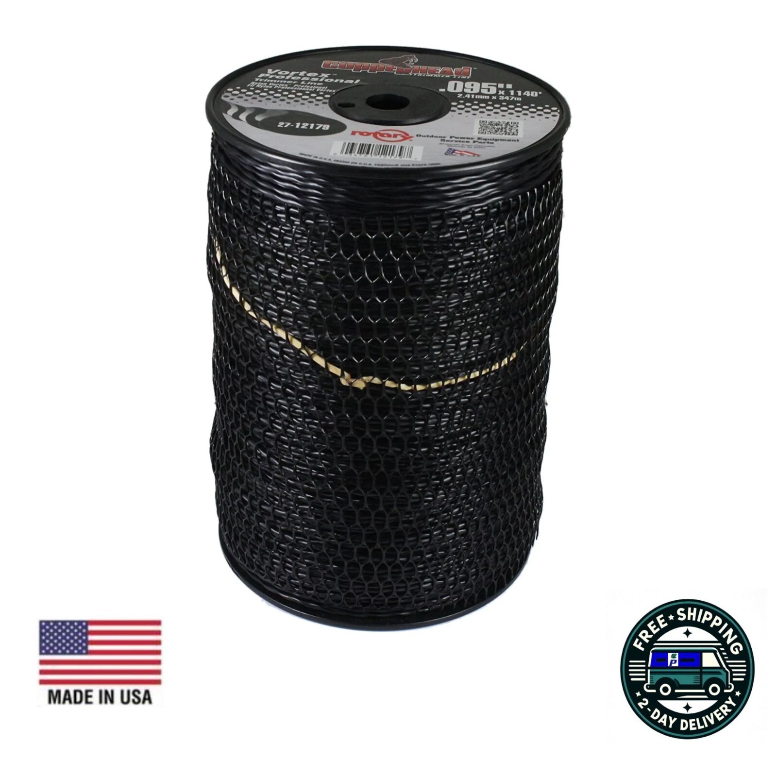 Professional Black Vortex Twisted Trimmer Line .095 1140' Spool USA MADE gallery