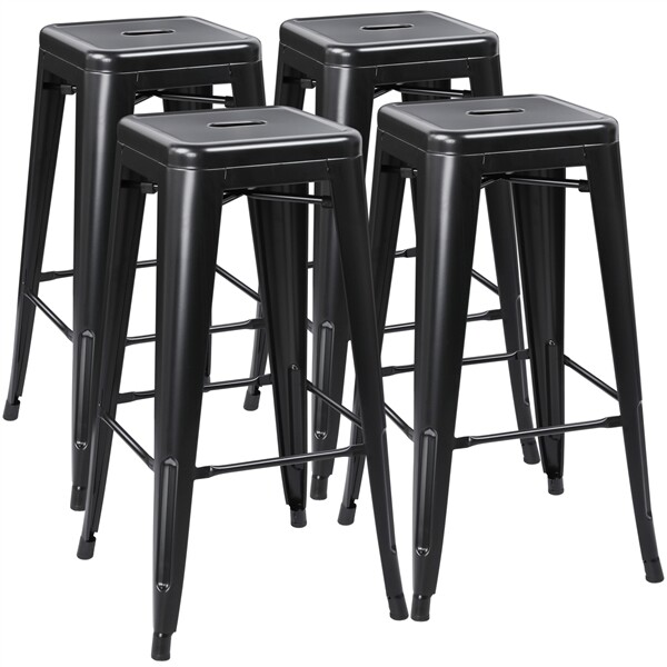 Metal Bar Stools Counter Barstools Farmhouse Stackable Chairs 30 inch Set of 4 gallery