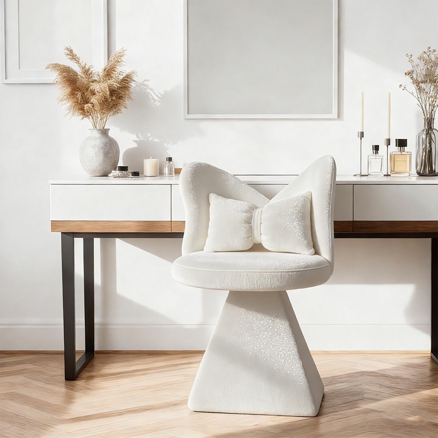 Vanity Chair Bedroom Butterfly Back Makeup Stool Living Room Dining Room WHITE gallery