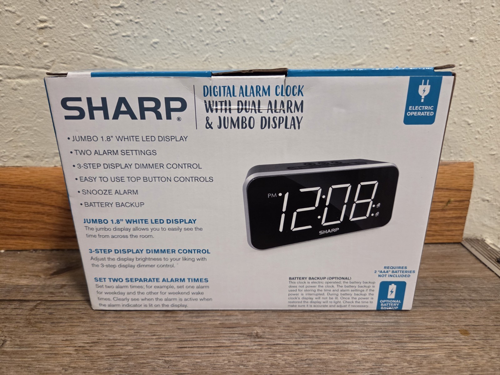 Sharp DIGITAL ALARM CLOCK | DUAL ALARM | JUMBO 1.8" WHITE LED DISPLAY | DIMMER gallery