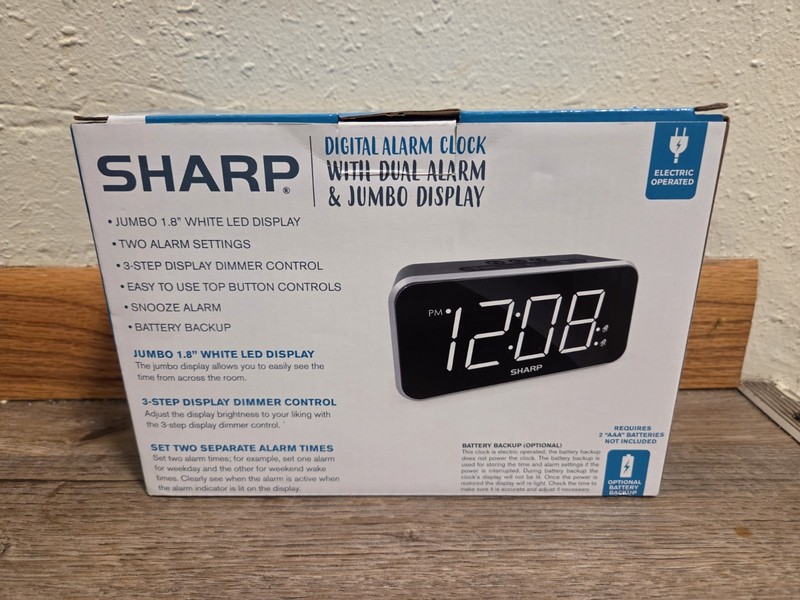 Sharp DIGITAL ALARM CLOCK | DUAL ALARM | JUMBO 1.8" WHITE LED DISPLAY | DIMMER gallery