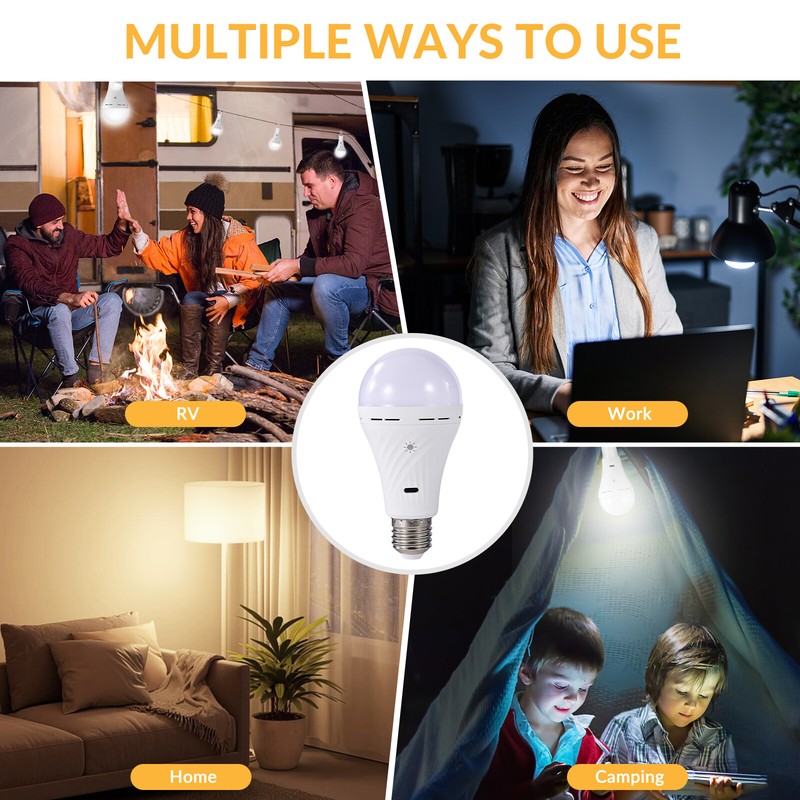 110-240V Emergency LED Light Bulb Dimmable Rechargeable Remote Control Lamp USB gallery