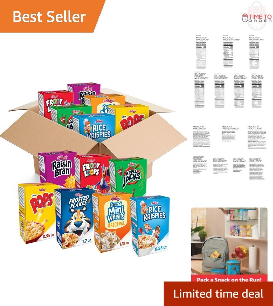 Cold Breakfast Cereal Bulk Pack 48 Boxes Variety Pack Kid Snacks Pantry Staples