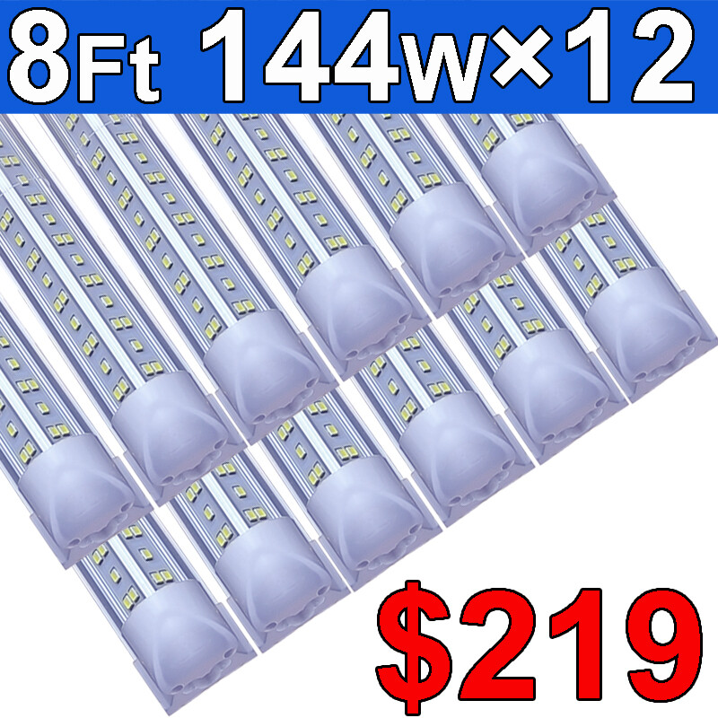 12/25 Pack T8 8 FT Led Shop Light Fixture 144W 8 Foot Led Tube Light Bulbs 6500K gallery