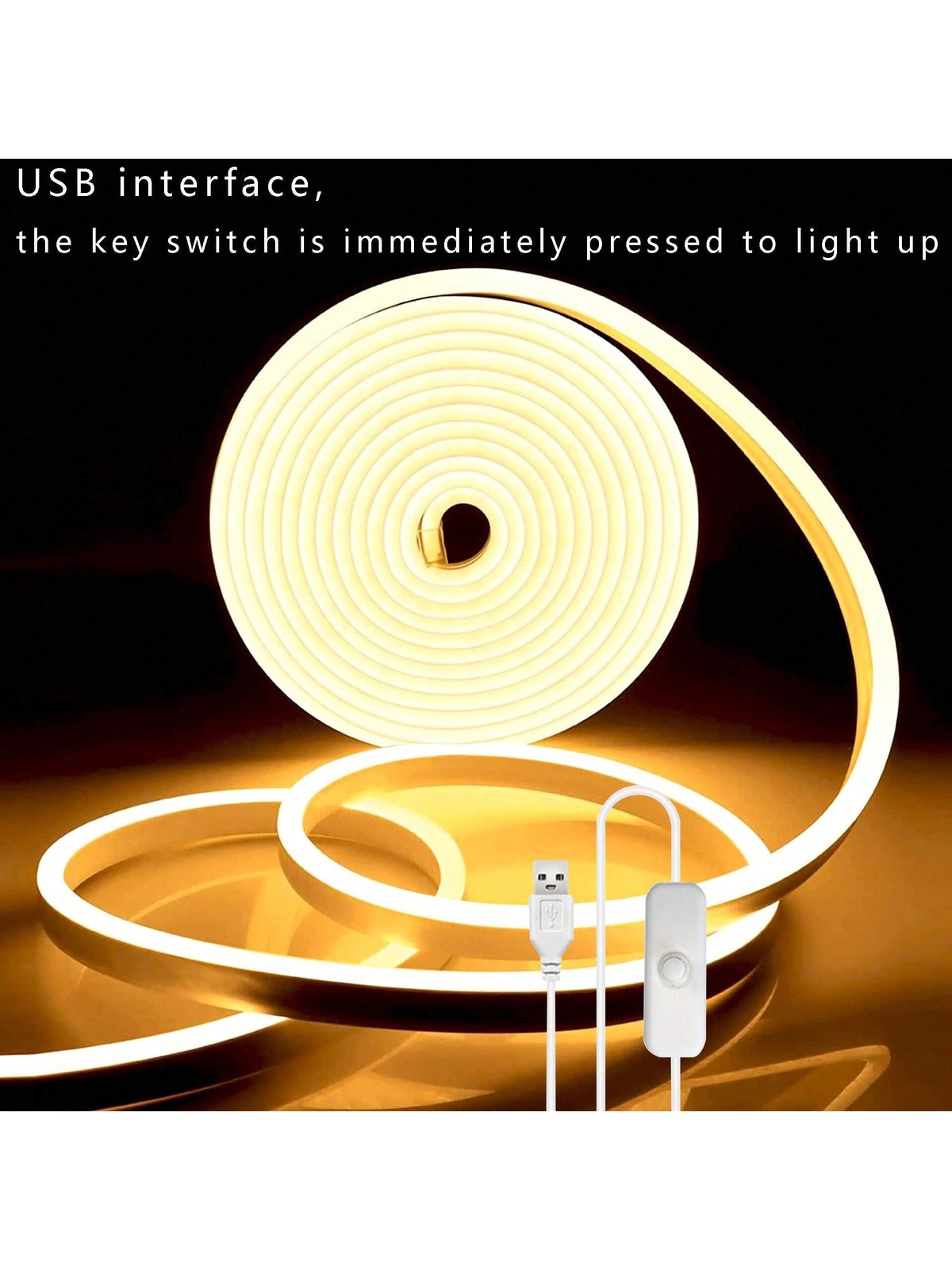 USB Powered 3m/118in Warm Light LED Strip with Touch Switch gallery
