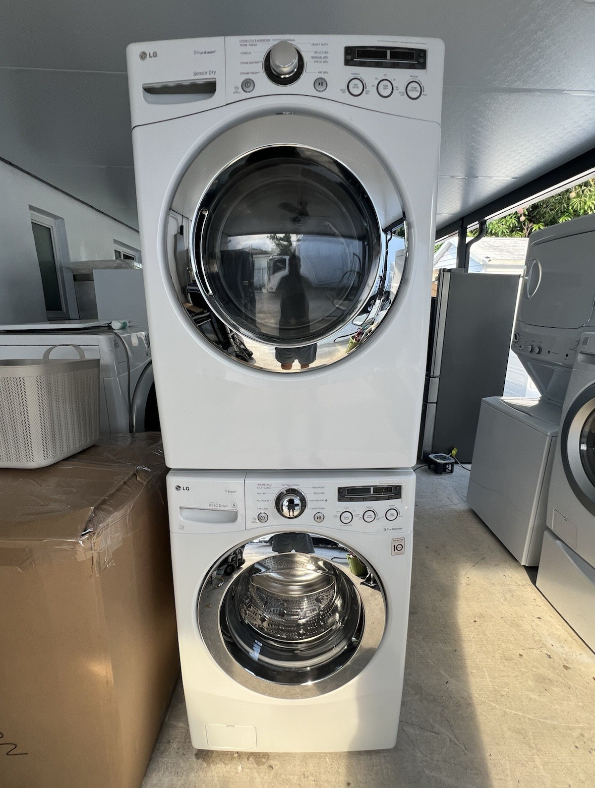 LG SteamWasher Stacked Front Load Washer & Dryer Set, Stackable Electric, White gallery