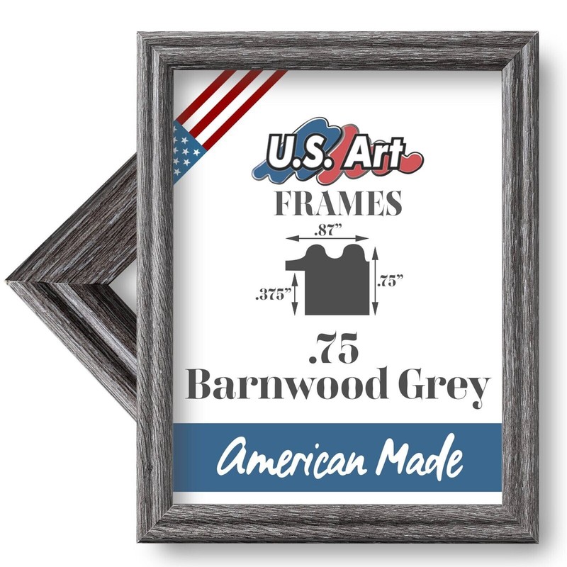 US ART Frames .75" Rustic Barnwood Grey Solid Wood Picture Poster Frames S-A gallery