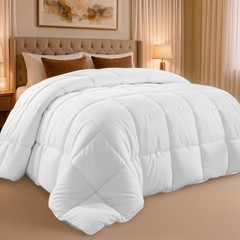 Queen Comforter Duvet Insert, Quilted White Comforter with Corner Tabs, Box S…