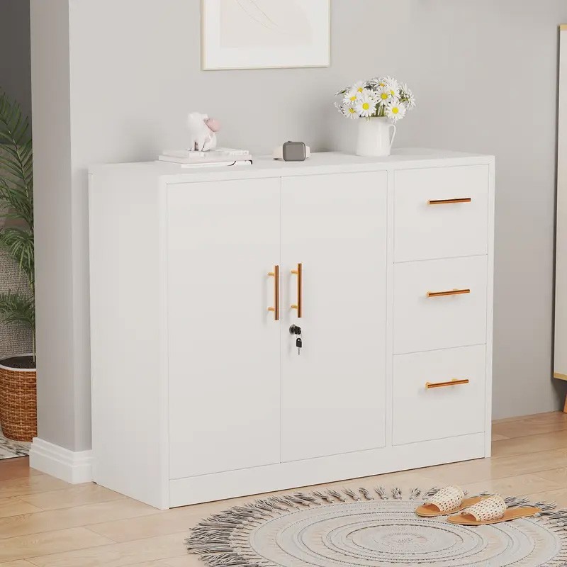 3-Drawer Rolling Metal File Cabinet with Lock, Lateral Storage for Home Office gallery