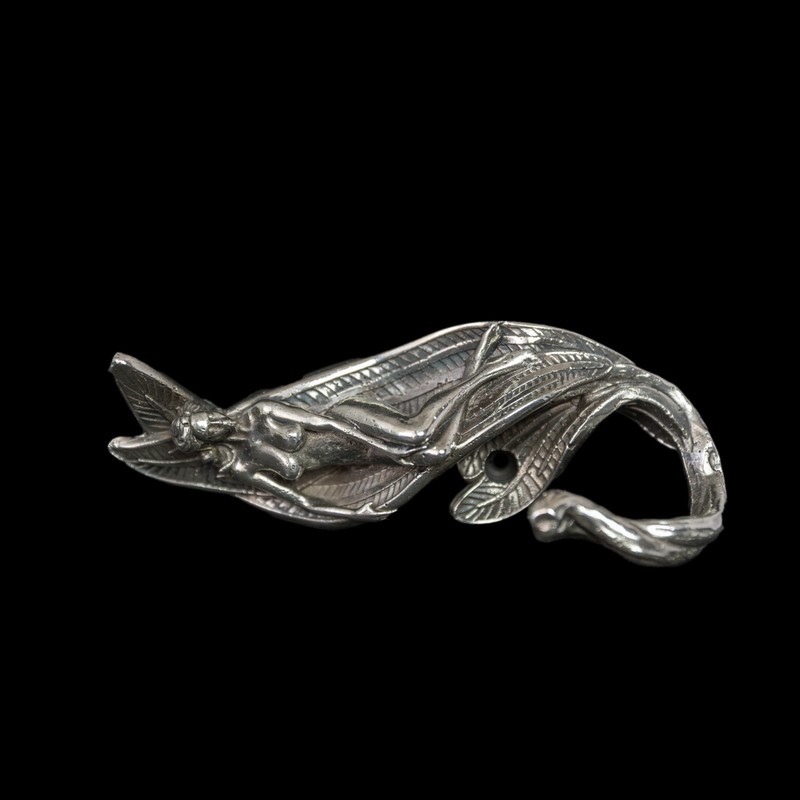 Fairy Wall Hook – Heavy Nickel Silver Art Nouveau Hanger–Fantasy Home Decor gallery