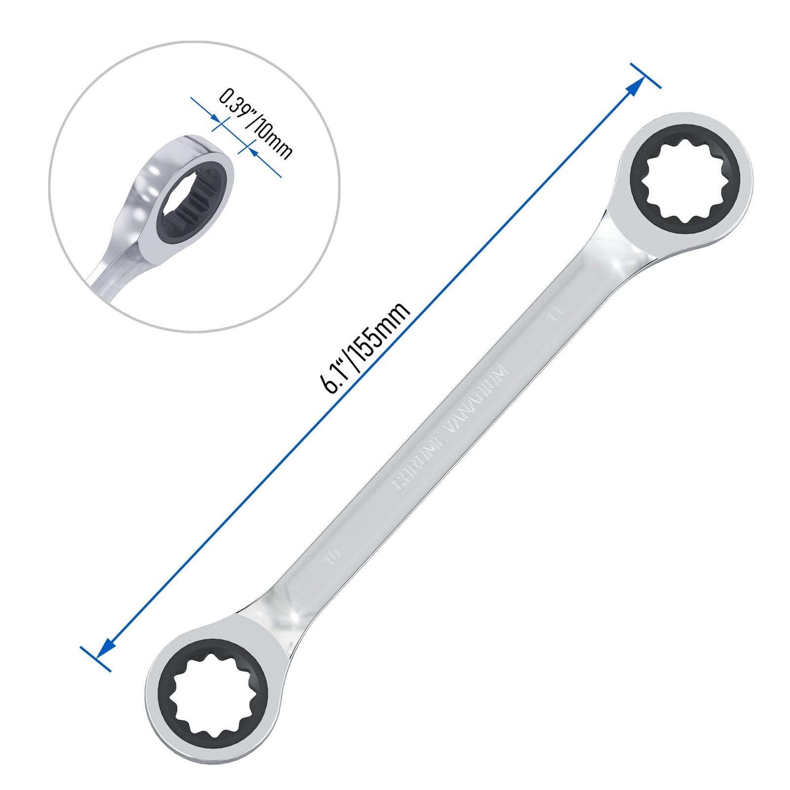 Double Box End Ratcheting Wrench 10Mm X 11Mm Metric 72 Teeth 12 Point Ratchet Ge gallery