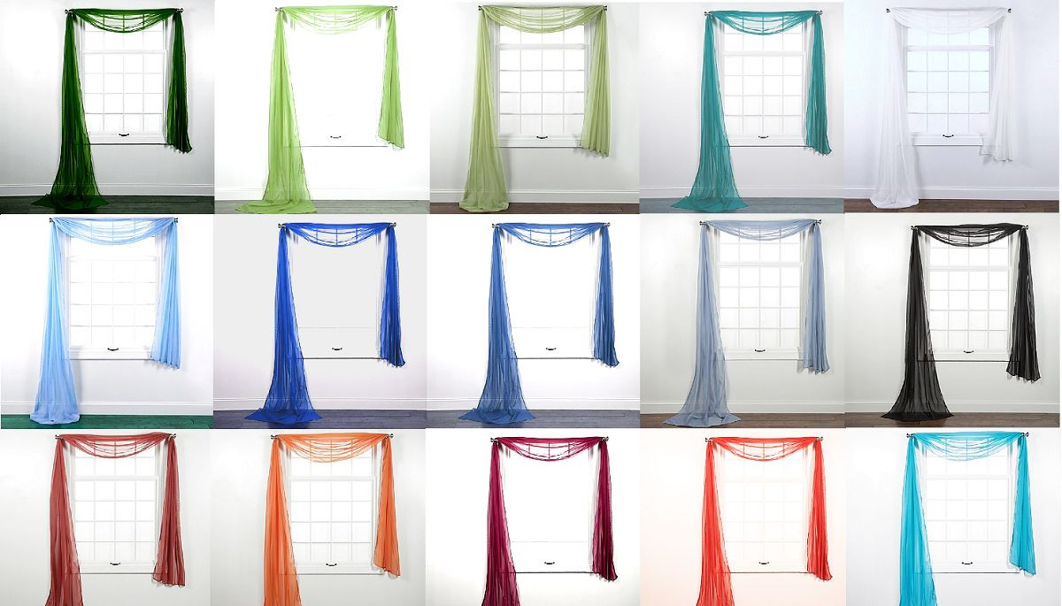 HOTEL HIGH QUALITY SCARF VALANCE TOPPER CASCADING VOILE SHEER FABRIC 1 PC ONLY gallery