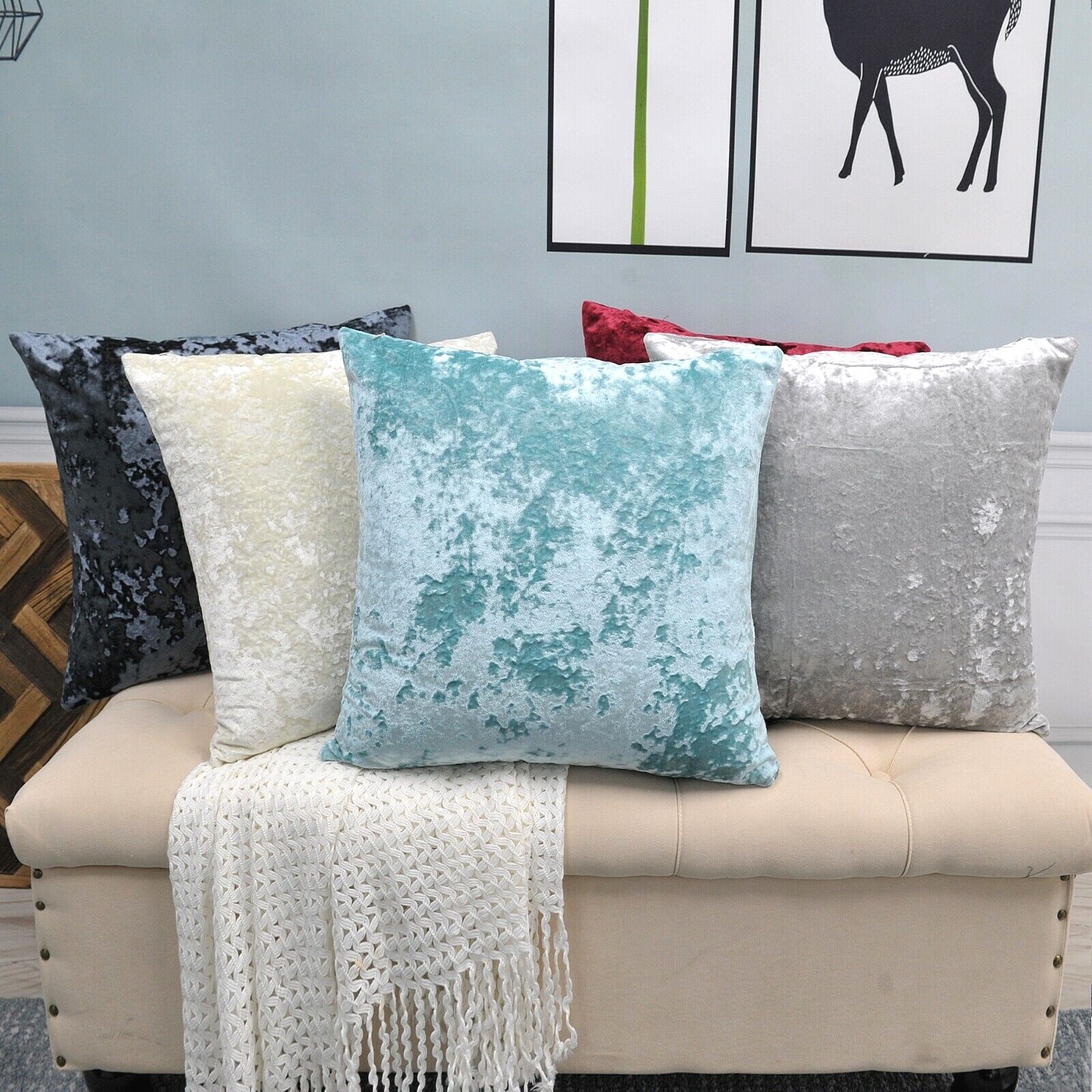 4PCS Crushed Velvet Decorative Throw Pillow Covers Gradient Square Cushion Cover gallery