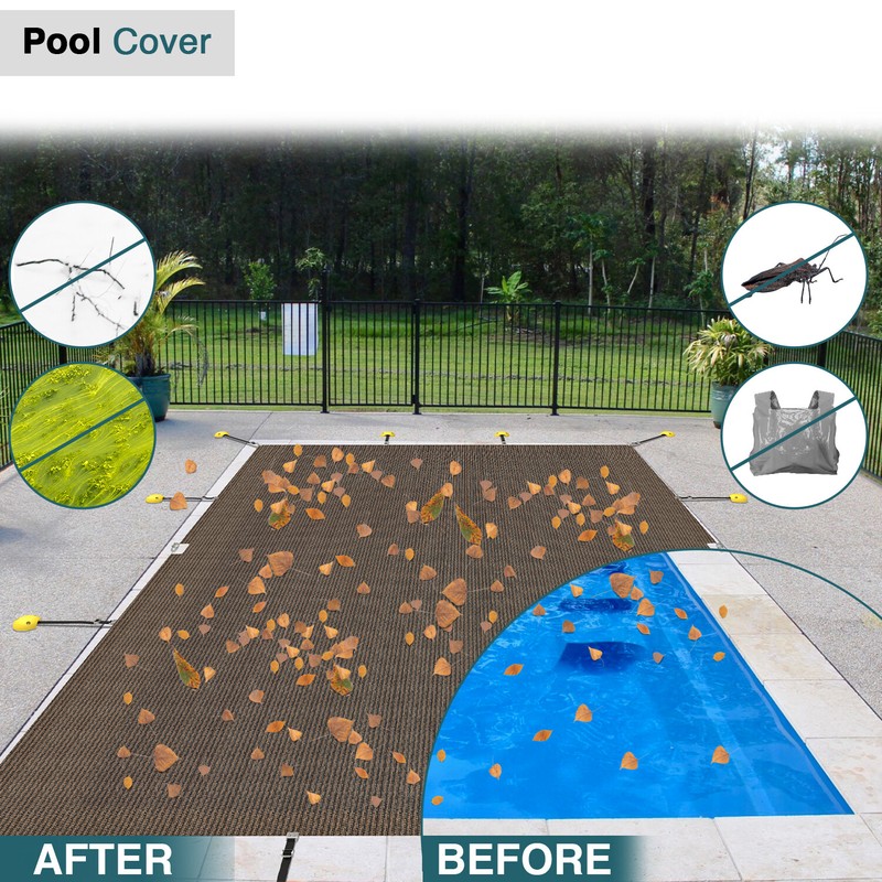Winter Rectangle Inground Swimming Pool Heavy Duty Safety Cover Brown Customize gallery
