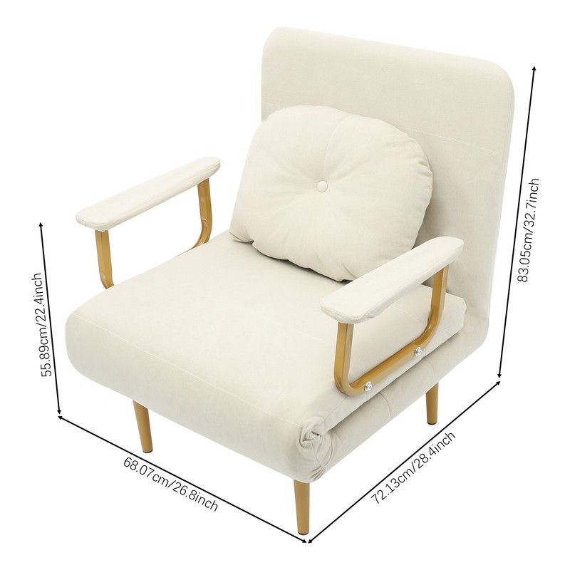 Convertible Sofa Bed Folding Sofa Bed with Pillow & 5-Gear Adjustable Backrest gallery
