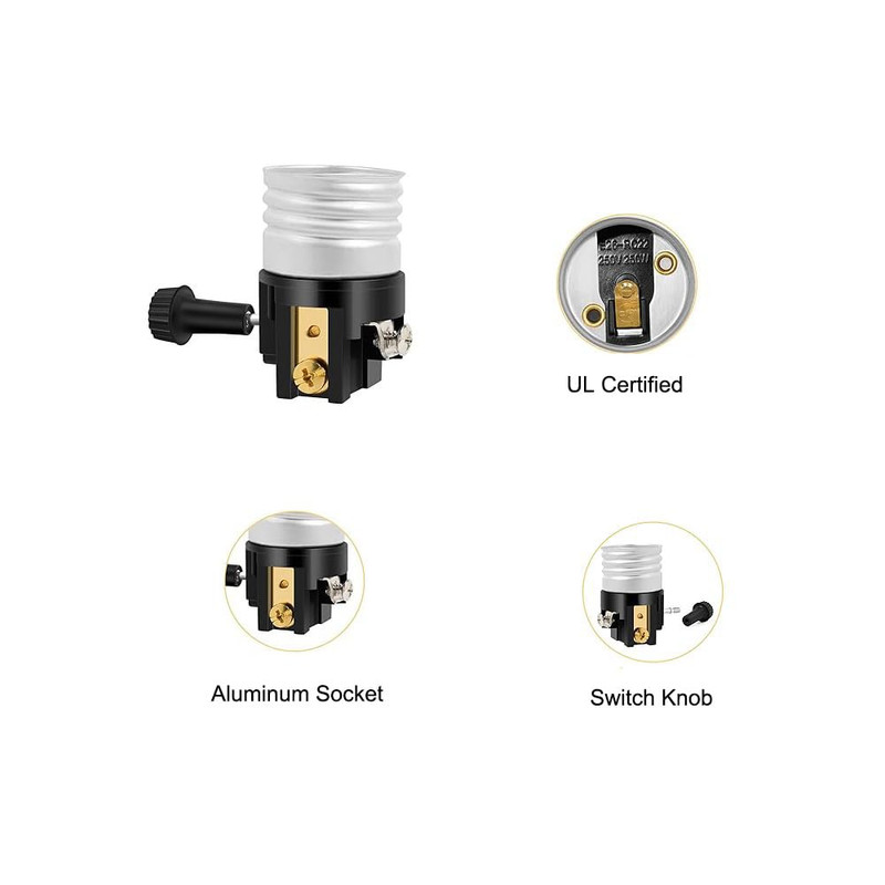 2Pack E26 Lamp Socket Replacement With On Off Switch Table Floor Lamp Repair Kit gallery